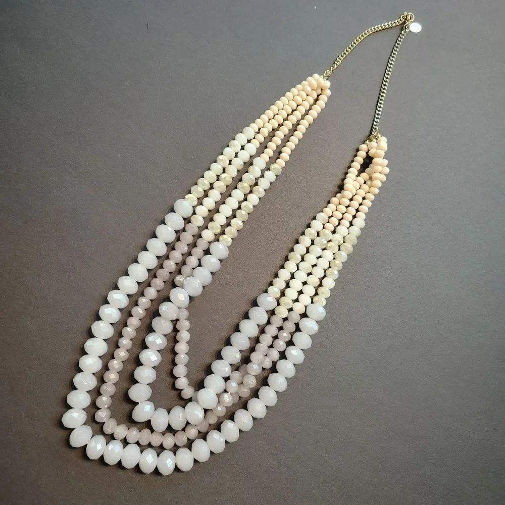 Elegant Multi-Strand Cream Beaded Necklace